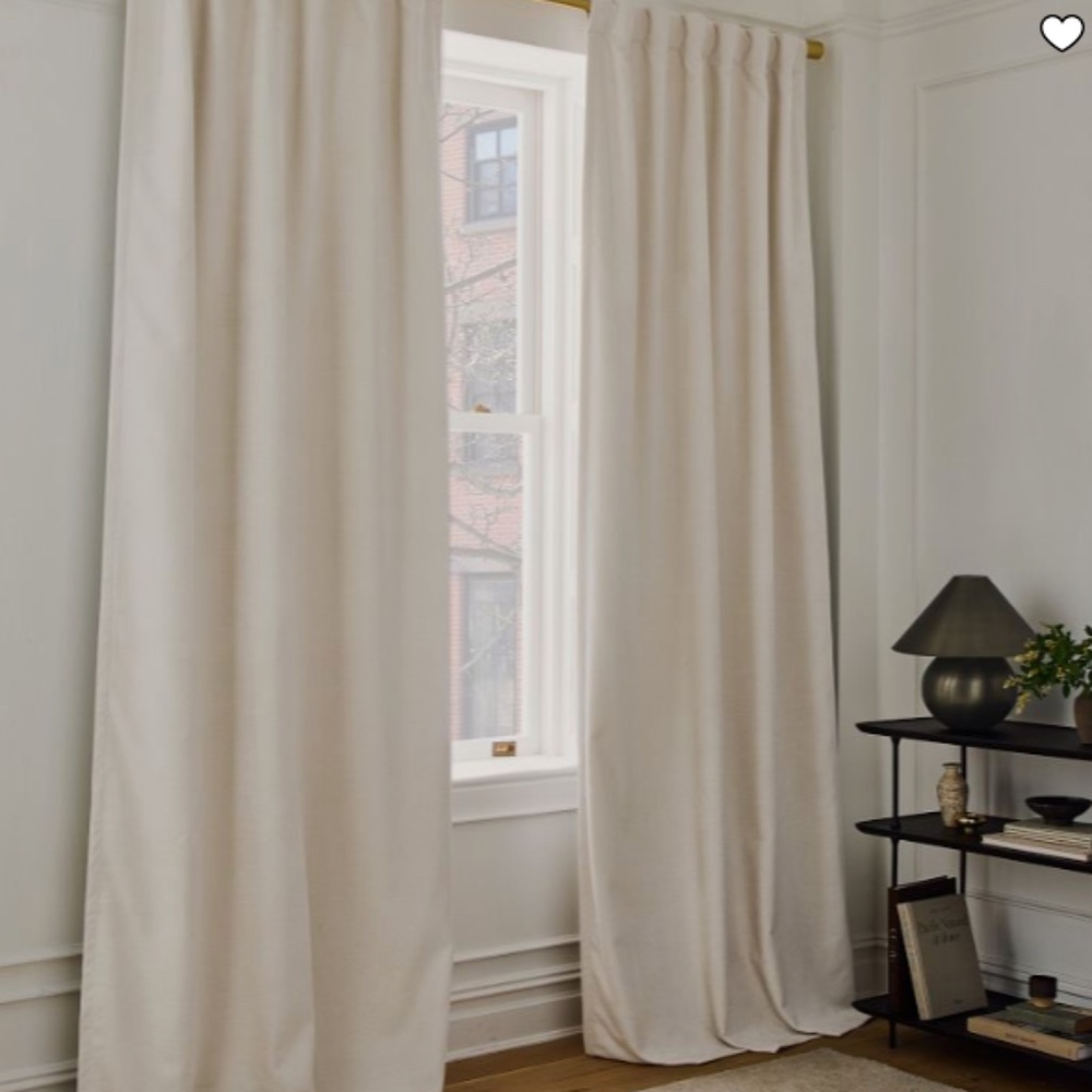 West Elm Worn Velvet Curtain with Blackout Lining, Alabaster, 48"x96"